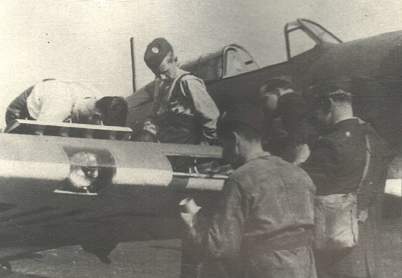 Hurricane servicing, Hooton Park Hangars